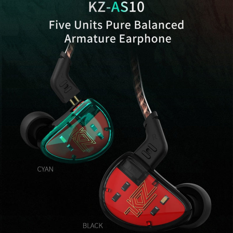 Écouteurs intra-auriculaires HiFi KZ AS10 à dix unités, sans microphone